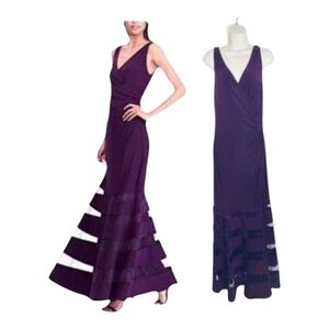 Lauren Ralph Lauren Women's Tulle-Panel Jersey Gown (4, Purple)